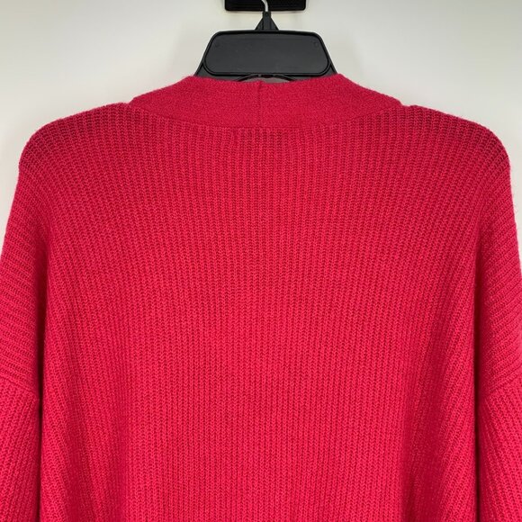 Ava & Viv Cardigan Pink Rhinestone Button Down V Neck RIbbed - Picture 9 of 10